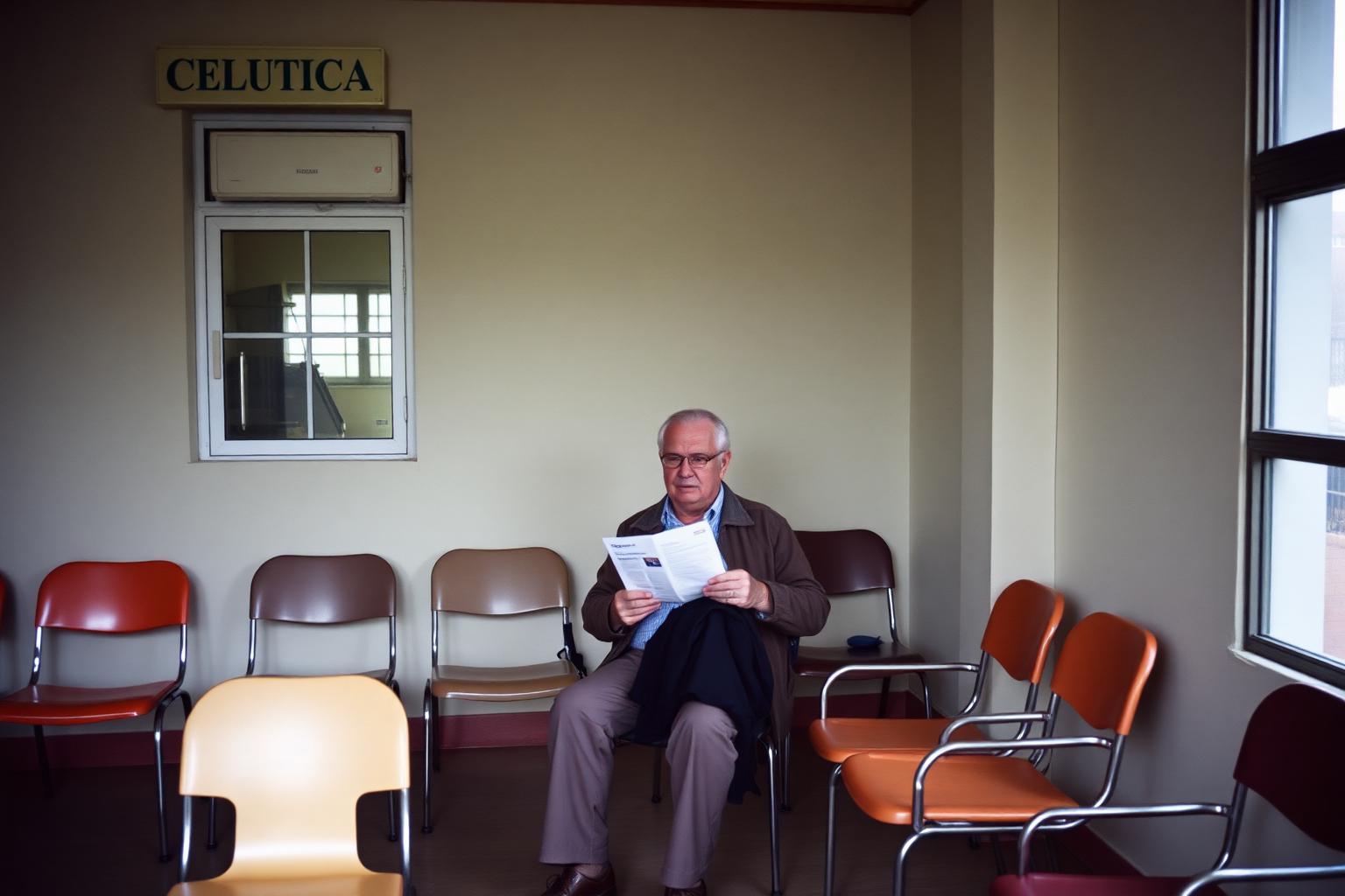 Waiting area seating inside a small medical clinic