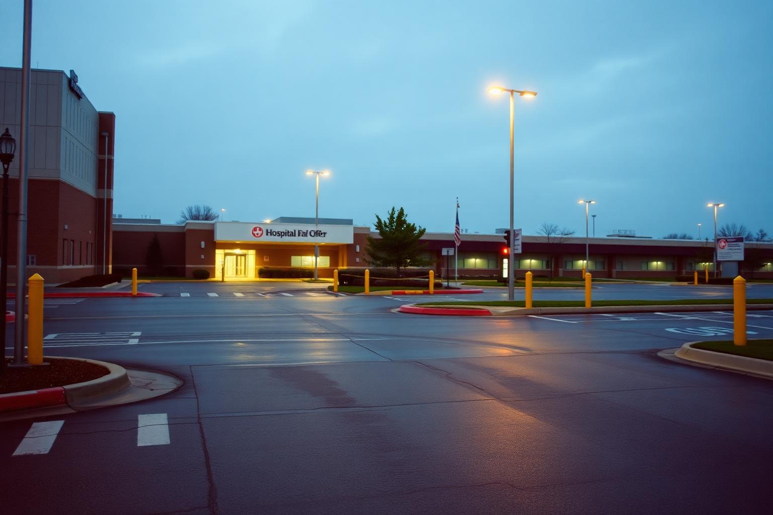 Vehicle waiting at a hospital discharge door for a passenger