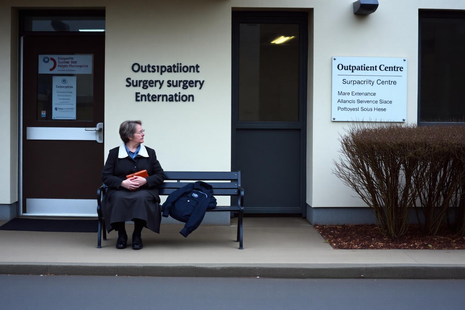 Passenger leaving an outpatient facility with assistance to a waiting van
